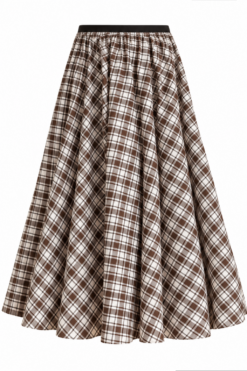 Alternative view of Plaid Pattern Flared Hem Skirt Navy Blue