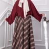 Plaid Pattern Flared Hem Skirt Brown - immagine 4