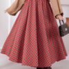 Plaid Pattern Flared Hem Skirt Red - Imagen 2