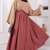 Plaid Pattern Flared Hem Skirt Red - Imagen 3