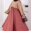 Plaid Pattern Flared Hem Skirt Red - Imagen 4