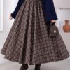 Plaid Pattern Flared Hem Skirt Brown - Imagen 2