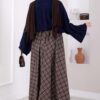 Plaid Pattern Flared Hem Skirt Brown - Imagen 4