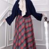 Plaid Pattern Flared Hem Skirt Red - الصورة 4