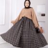 Plaid Pattern Flared Hem Skirt Black