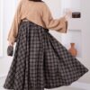 Plaid Pattern Flared Hem Skirt Black - Imagen 3