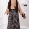 Plaid Pattern Flared Hem Skirt Black - Imagen 4