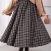 Plaid Pattern Flared Hem Skirt Black - Imagen 2