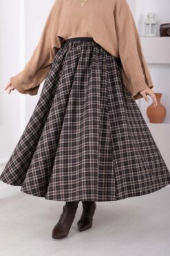Alternative view of Plaid Pattern Flared Hem Skirt Black