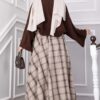 Plaid Pattern Flared Hem Skirt Mink – Image 4