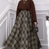 Plaid Pattern Flared Hem Skirt Emerald - Imagen 2