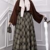 Plaid Pattern Flared Hem Skirt Emerald - Imagen 4