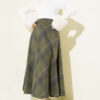 Plaid Flared Wool Skirt Khaki – Image 2