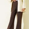 Scuba Pants with Slit Hem Edge Brown
