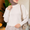 Hem-edged knitted sweater with lace detailing Ecru
