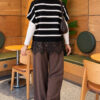 Hem-edged striped French terry knit sweater Black - Afbeelding 4
