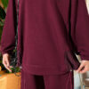 Hemmed edge detail French terry two-piece set Burgundy – Bild 4