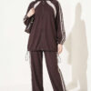 Hemmed Edge Elasticated Stripe Two-Piece Set Dark Brown – Bild 4