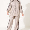 Hemmed Edge Elasticated Stripe Two-Piece Set Beige – Bild 4