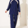 Hemmed Edge Elasticated Stripe Two-Piece Set Navy Blue – Bild 4