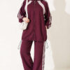 Hemmed Edge Elasticated Stripe Two-Piece Set Plum – Bild 4