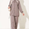 Hemmed Edge Elasticated Stripe Two-Piece Set Mink – Bild 4