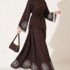 Hem and ankle embroidered two-piece set Brown