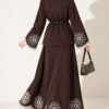 Hem and ankle embroidered two-piece set Brown - Imagen 3