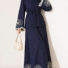 Hem and ankle embroidered two-piece set Navy Blue - Afbeelding 4