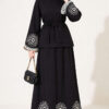 Hem and ankle embroidered two-piece set Black - Afbeelding 2