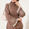 Hem and ankle embroidered two-piece set Mink - Image 2