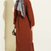 Ethnic Pattern Embroidered Knit Dress Brown - Image 3