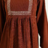 Ethnic Pattern Embroidered Knit Dress Brown - Image 4