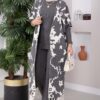 Ethnic Pattern Knit Three-Piece Set with Vest Grey - الصورة 3