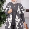 Ethnic Pattern Knit Three-Piece Set with Vest Grey - الصورة 2