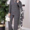 Ethnic Pattern Knit Three-Piece Set with Vest Grey - الصورة 4