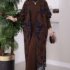 Ethnic Pattern Knit Three-Piece Set with Vest Brown - Imagen 3