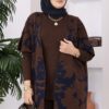 Ethnic Pattern Knit Three-Piece Set with Vest Brown - Imagen 2