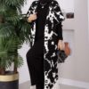 Ethnic Pattern Knit Three-Piece Set with Vest Black