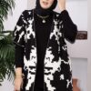 Ethnic Pattern Knit Three-Piece Set with Vest Black – Image 2