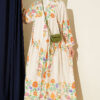 Ethnic Pattern Half-Button Dress Beige