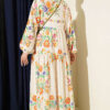 Ethnic Pattern Half-Button Dress Beige - Image 3