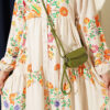 Ethnic Pattern Half-Button Dress Beige - Image 4