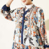 Ethnic Pattern Half-Button Dress Navy Blue – Bild 2