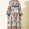 Ethnic Pattern Half-Button Dress Navy Blue – Bild 3