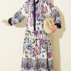 Ethnic Pattern Half-Button Dress Lilac