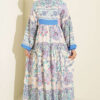 Ethnic Pattern Half-Button Dress Blue - immagine 3