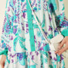 Ethnic Pattern Half-Button Dress Green - immagine 4