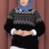 Oversized Knit Sweater with Ethnic Pattern Black - Afbeelding 2