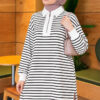 Zip-Detail Striped Tunic White